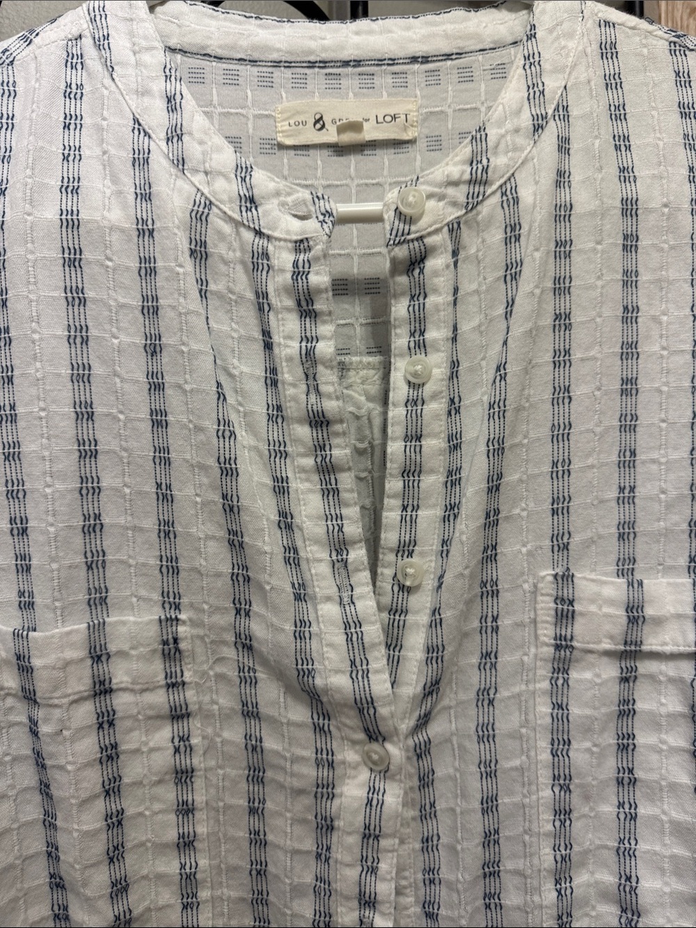 Lou & Grey White Shirt with Blue Vertical Stripes - Picture 5 of 11